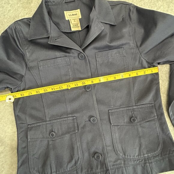 VTG L.L. BEAN Women’s S Utility Jacket Blue 100% Cotton Button Front Pockets - Picture 6 of 7